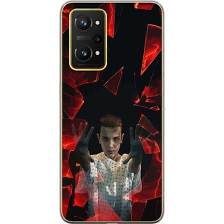 Yhteensopiva Puhelinkuori Realme GT Neo 3T Yliluonnollinen tyttö, jolla on telekineettisiä voimia ja leijailevia punaisia lasipaloja dramaattisessa