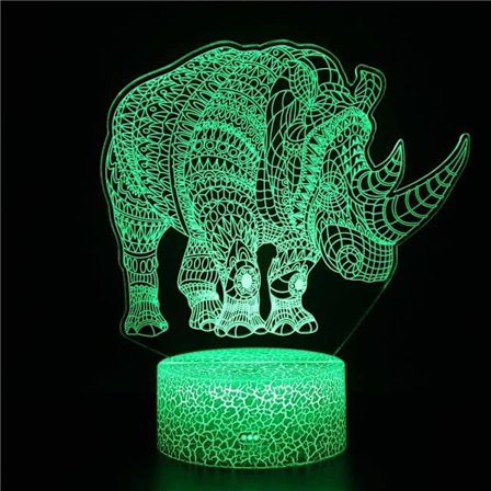 Dyr Nattelykt Elefant Hode Hologram Karakter Hjem Dekorasjon Farge Led Lys Barn Jul Bursdagsgaver 3D Nattelykt-Dw-22C,Crack B