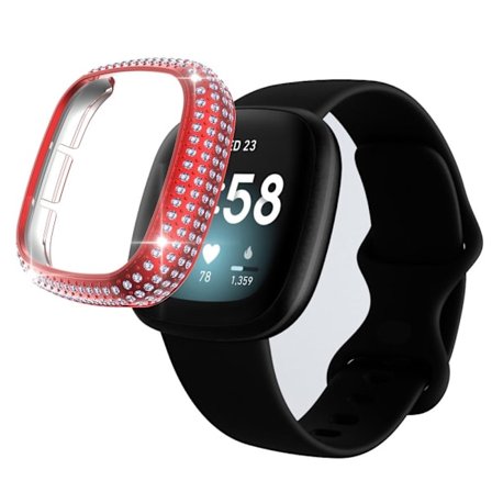 Fitbit Sense / Versa 3 moderiktigt strassdekorationsskydd - Röd