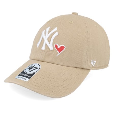 47 Brand - MLB Beige unconstructed Czapka Z Daszkiem - New York Yankees MLB 47 Clean Up Cap Khaki Dad Cap @ Hatstore