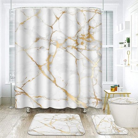 4 stk. bruseforhængssæt Marmor Guld Hvid Sort Geometrisk Rose Sten Abstrakt M