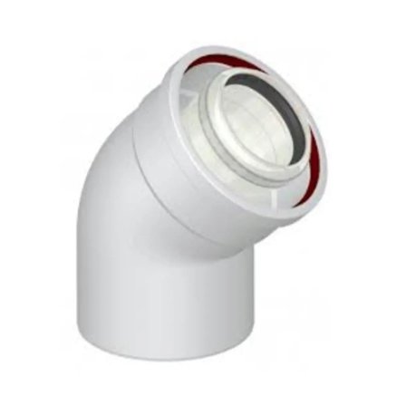 Curva coassiale universale 45° ø 60/100 m/f per scarico fumi caldaia a condensazione