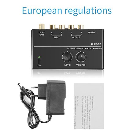 PP500 Ultrakompakt Phono Forforstærker pre Amp Preamplifier med Niveau Lydstyrkekontrol RCA Input Output 1/4" TRS Output Interfaces til LP Vinyl Tur[