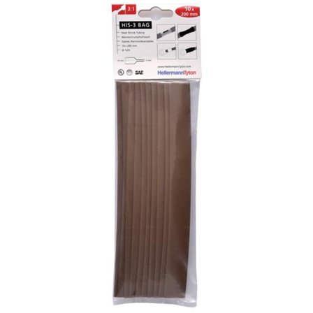 Hellermann Tyton HIS-3 Bag 12/4 Krympslang 12/4 x 200 mm, 10-pack Brun, Installationsmaterial