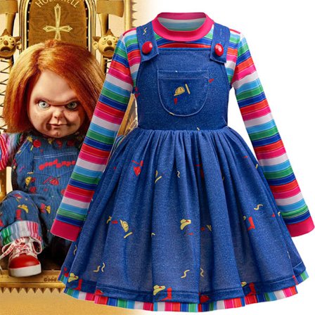 Chucky Lastenvaatteet Halloween Cosplay Puku Tyttölapsi Child's Play Naamiaisasu-FF-