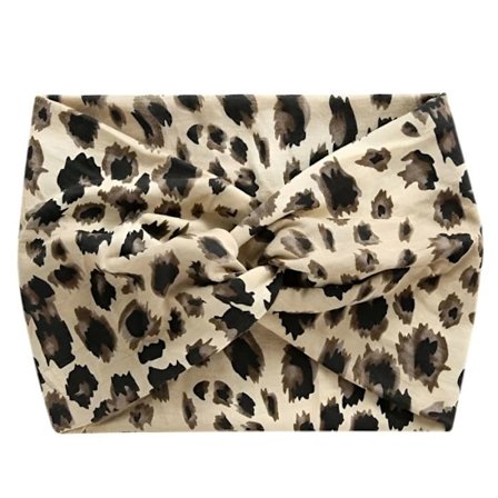 Bandeau Turban - AVIZAR - Leopardprint - Blødt Bomuld - Beige - Kvinde