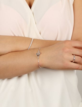 SNÖ of Sweden Connected Chain Brace Heart S/Clear - Silver - ONE SIZE