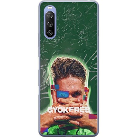 Yhteensopiva Puhelinkuori Sony Xperia 10 III Lite Lamine Yamal Barcelonan pelipaidassa, jossa on neonvaloja ja punaisia ja sinisiä salamoita dramaatti