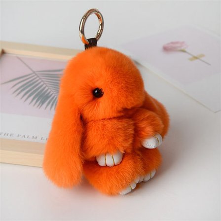 Blød Fluffy Kanin Nøglering Sød Plys Kanin Nøglering Plys Kanin Nøglering Kunstig Pels Nøglering Pompom Nøglering Dekoration