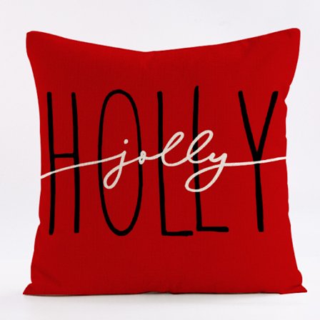 Juleputetrekk 45*45cm Gårdshus Julepynt Holly God Ferie Dekorativ Putekasse for Hjem Sofa
