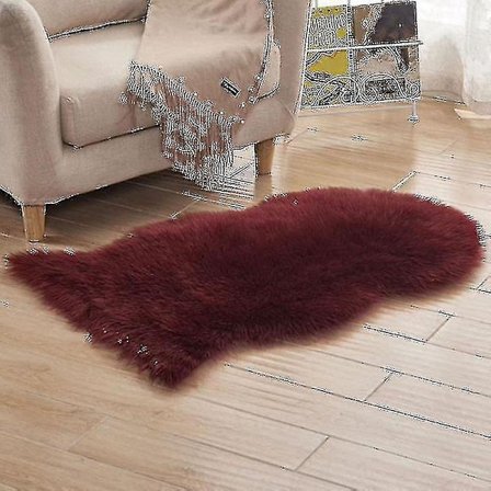 Blødt fåreskindslignende fluffy imiteret pels tæppe hjem gulvmåtte lille tæppe Nc