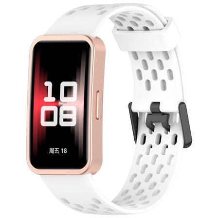 Vaihtoranneke Huawei Band 10/9/8 - Hengittävä reikäkuvio White