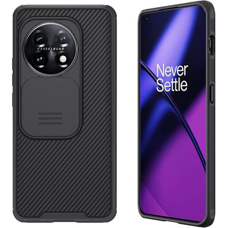 Etui Kompatibel Med Oneplus 11, Anti-slip Pc+tpu Slim Stødsikkert Etui Med Slide Kamera Cover Sort