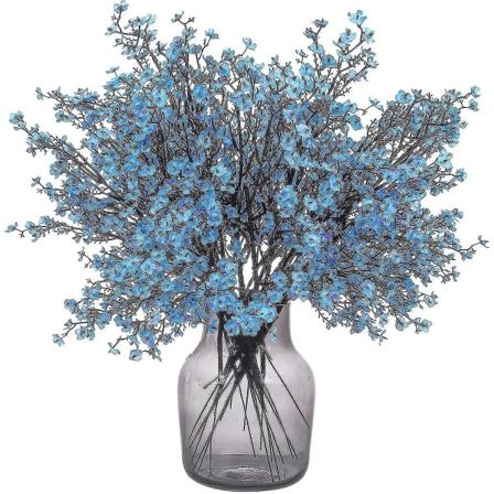 12 st konstgjorda Gypsophila blommor för hem, sovrum, bröllop, festdekoration (blå)