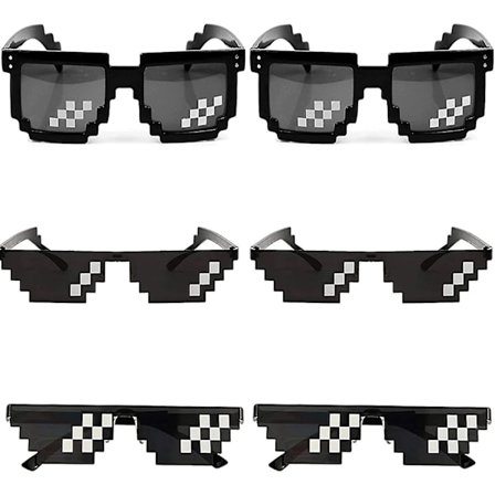 Venalisa 6 stk. Thug Life Solbriller Sort Plast Thuglife Briller Pixel Sjove Solbriller Mosaik Briller Til Voksne Børn Fotorekvisitter Festartikler