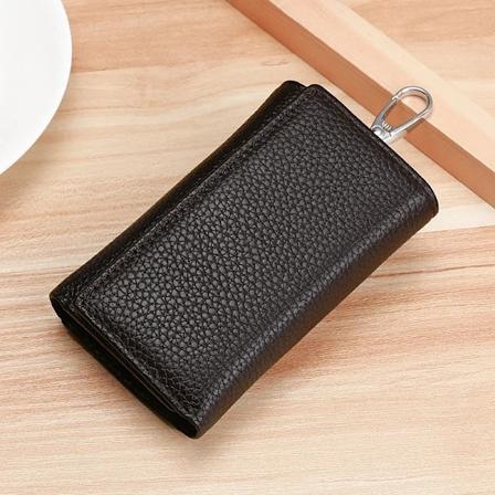 Nyckelhållare Plånbok Äkta Läder Unisex Solid Nyckel Plånbok Organizer Väska Bil Hushållerska Plånbok Kortinnehavare Nyckelring Läder Brown