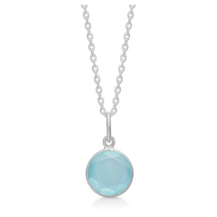 Frk. Lisberg, Cat necklace aqua chalcedon silver Blauw, Dames, Maat:S