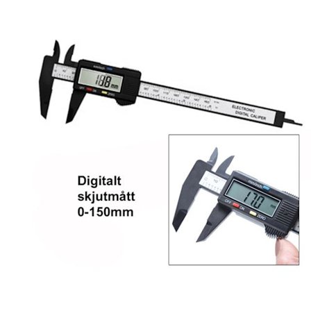 Skydelære 0-150mm inkl. batteri