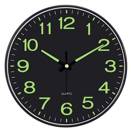 12 tommers Glow in The Dark Veggklokker Batteridrevet Nattlys Store veggklokker Silent Clock