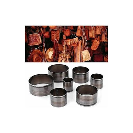 Rund skinnkutter, 7 stk skinnkuttingsverktøy hul hul kjeksform hånd skinnhullsett skinnkutter dør sirkulær kuttingsform dør leat