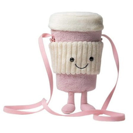 Jellycat Amuseables Coffee-To-Go Pink Taske Plyslegetøj | 18 cm