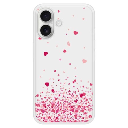 Siliconehölje med förstärkt tryck kompatibelt med Apple iPhone 16 Plus Hjärtans Konfetti Rosa
