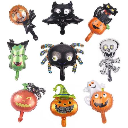 9-pack Halloween Folieballonger Black Spider Cat Ghost Bat