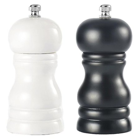 Massivt træ peberkværn Manuel peberkværn Krydderiflaske Peber Pu Maling Peberkværn(hvid * sort)