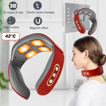 Elektrisk Cervikal Nackmassageapparat Uppvärmd Kroppsavslappning Axel Smärtlindring USA