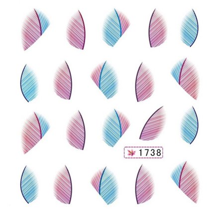 Neglekunst-klistremerker Manikyrspisser Regnbuefarget fjærdekorasjon 3#