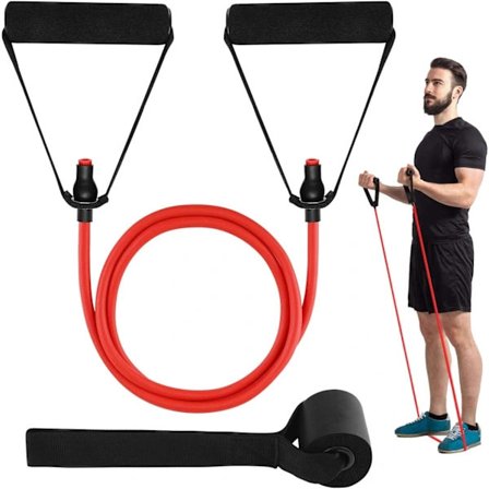 Enkle modstandsbånd med håndtag - Træningsbånd Vægtbånd til fysioterapi, styrketræning, hjemmetræning, dør