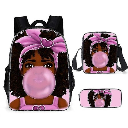 Ny ankomst 3 st/set Afro Satchel Anime Casual Bag Ester Ryggsäck Med Pennfodral