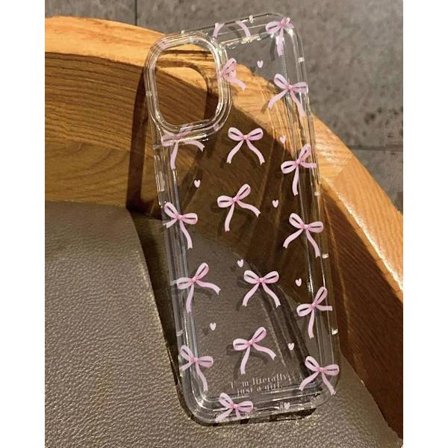 Söpö vaaleanpunainen sydän & rusetti läpinäkyvä kuori iPhone 17 16 15 14 13 12 11 Pro Max[ZHE] puhelimelle iPhone 16