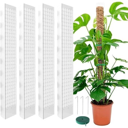24 tommer 4-pak Sphagnum Monstera Pæl med Velcro og Søm, Indendørs Plantestøtte til Klatreplanter