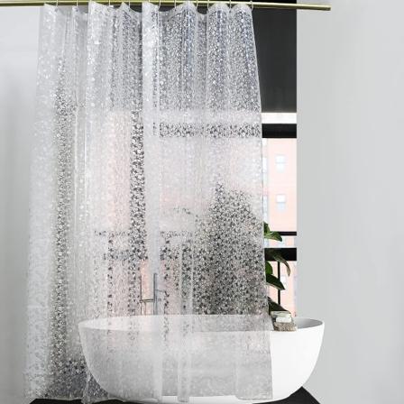1 Styck (pave) Mögelsäker duschdraperi 180 X 180 cm Semitransparent baddraperi Förtjockad Eva Vattentät Tvättbar 3d Badkarsgardin med 12 ringar