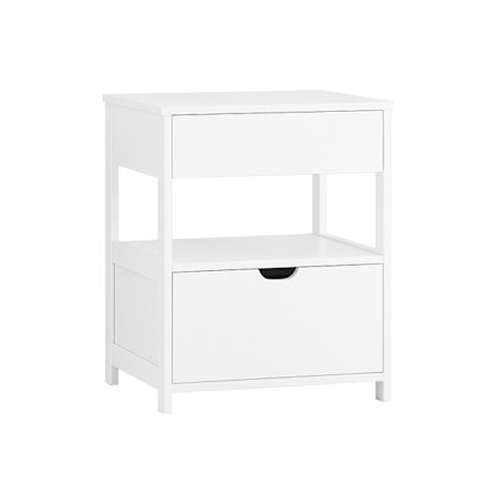 SoBuy Nattbord med 2 lådor i vitt 45x38x55.6cm, modern FRG258-II-W