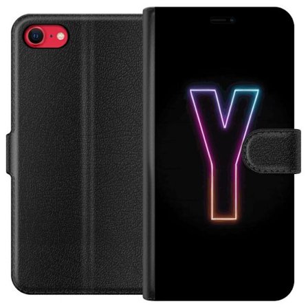 Yhteensopiva Lompakkokotelo Apple Apple iPhone 7 Minimalistinen neonkirjain Y värinvaihtuvassa valossa mustaa taustaa vasten