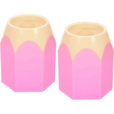 2 stk Søt pennholder med kontrastfarge (rosa), Oppbevaringsbøtte for skrivebord, Blyant