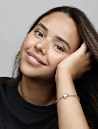 Pandora Sister Heart Silver Charm With Pink Cubic Zirconia - Silver - ONE SIZE