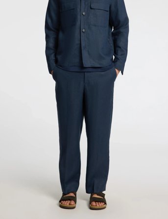 Selected Slhloose-Wyatt Linen Trs - Navy - 50