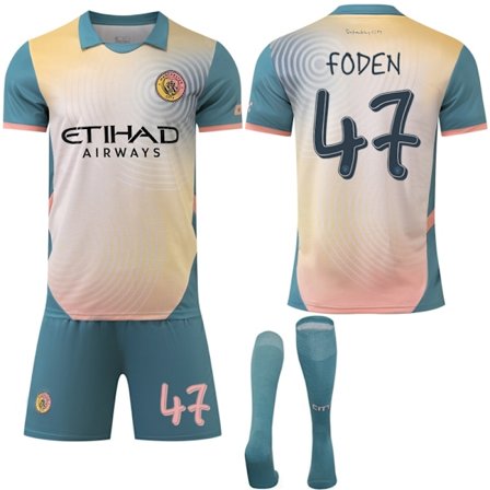 Man City Bortedrakt Fotball 2024-25 for Barn & Voksne, Nr. 47 Foden Drakt