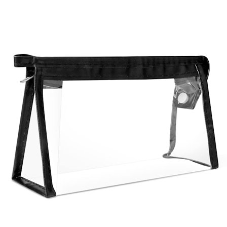 Gennemsigtig penalhus, gennemsigtig penalhus til eksamen Stor kapacitet Penalhus Blyantpose PVC Lynlås Stor gennemsigtig penneblyantpose Sort