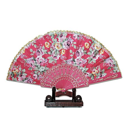 Vifte - Roserøde roser - Chiffon med plastikbund