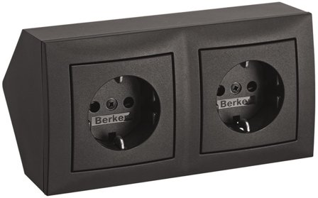 Hager 6319501606 Hörnbox med 2x 1-vägsuttag Antracit, Strömbrytare & vägguttag