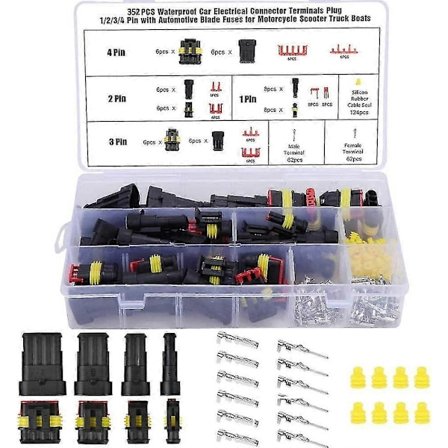 352 stk. ledningsstik sæt, vandtæt stik, vandtæt elektrisk stik til biler, 1/2/3/4