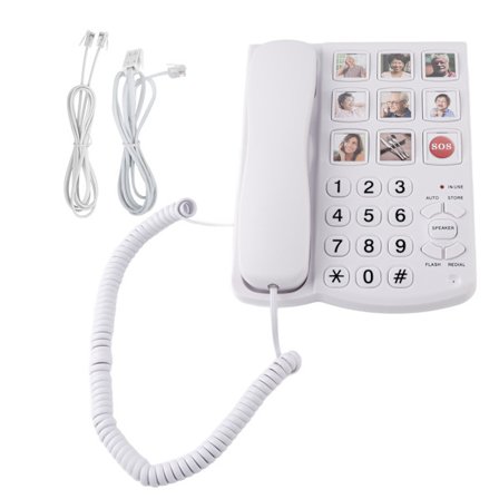 LD‐858HF Telefon med store knapper, forbedret fotominne, fasttelefon med ledning for seniorer og eldre