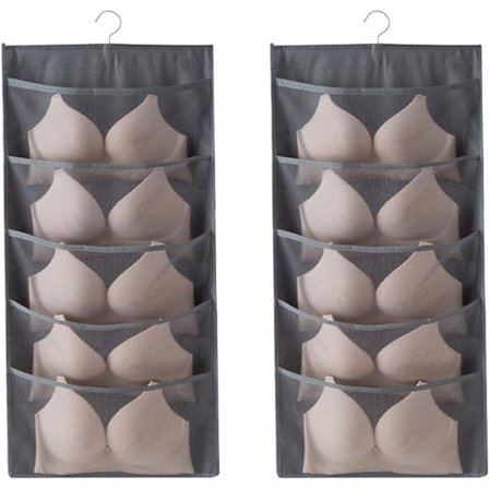 Förstora garderobshängande behåförvaringslåda med svängbar metallkrok Överdimensionerad dubbelsidig vägg hylla garderob nätpåse hängande 