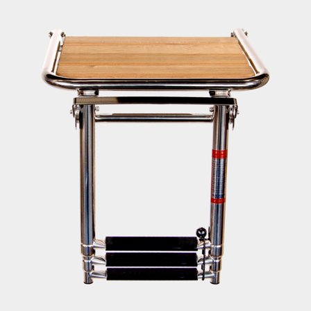 Plancetta con scala telescopica a scomparsa NOCK Swimstep, teak & acciaio inox AISI 316, 45 x 40 cm, 3 gradini