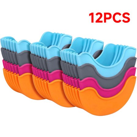 12-pak Udvidbare Silikone Burger- & Sandwichbeskyttere - Genanvendelige Varmebestandige (Tåler Opvaskemaskine) Fødevaregodkendte, Fleksible Holdere 