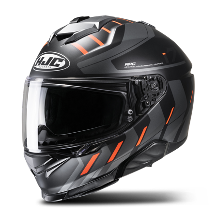 Casco Integral HJC i71 Simo Negro/Gris/Naranja Flúor L